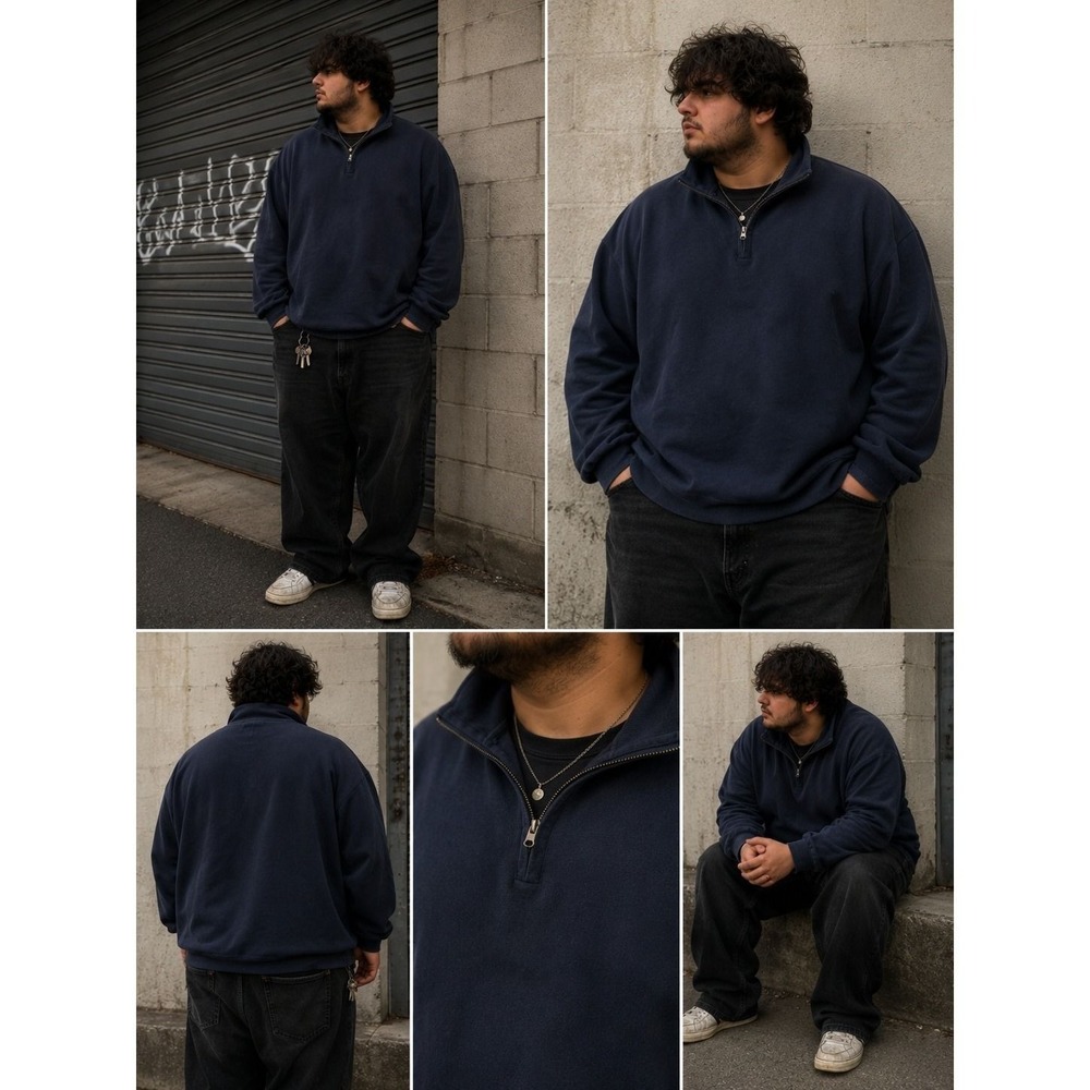 Cutter & Buck Mens XL Navy Blue Quarter Zip Knit Mock Neck Sweater